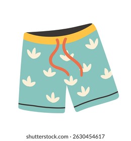 Beach shorts, summer short vector in flat style. Summer element. Flat vector of blue man pants isolated on white background.