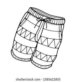 Beach shorts. Vector isolated sketch icon.