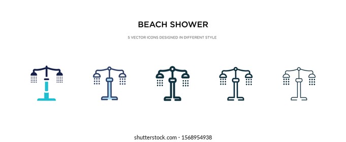 beach shower icon in different style vector illustration. two colored and black beach shower vector icons designed in filled, outline, line and stroke style can be used for web, mobile, ui