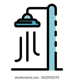 Beach shower icon. Outline beach shower vector icon color flat isolated