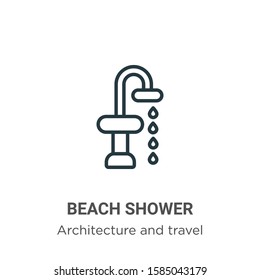 Beach shower outline vector icon. Thin line black beach shower icon, flat vector simple element illustration from editable architecture and travel concept isolated on white background