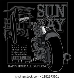beach side motorclassic team,motorcycle vector illustration