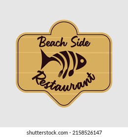 beach side restaurant logo illustration