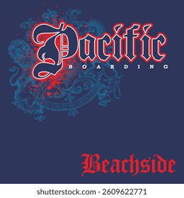 Beach side typography slogan. Vector illustrations for printed t-shirts, screen printing