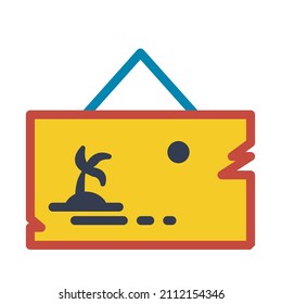Beach Sign Colorful Flat Icon