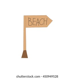 Beach sign direction doodle icon illustration vector