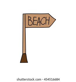 Beach sign direction doodle icon illustration vector