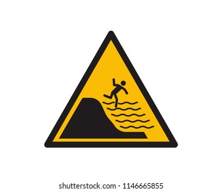 Beach sign, warring beach sing, beware shore break vector web icon isolated on white background, EPS 10, top view.