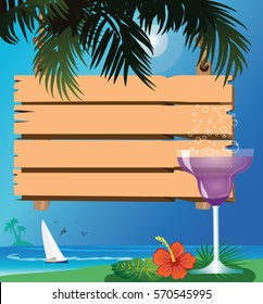 beach signboard and drink