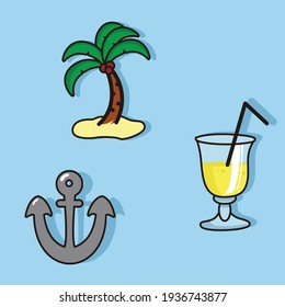 beach simple cartoon icon vector