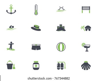 beach simple vector icons in two colors