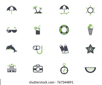 beach simple vector icons in two colors