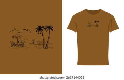 Beach Sketch Art Adventure T Shirt Design
