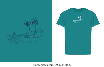 Beach Sketch Art Adventure T Shirt Design