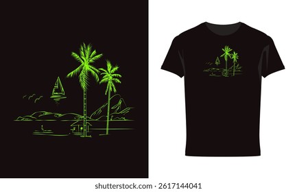 Beach Sketch Art Adventure T Shirt Design