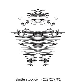 Diseño de tee en la playa. Apariencia. Bran de ropa. Viajes. Un hito. 