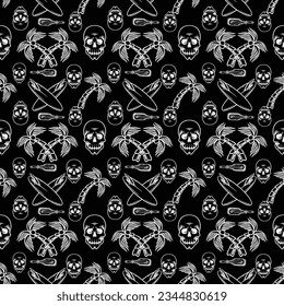 BEACH SKULL MOTIF DESIGN PATTERN BLACK