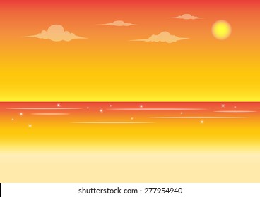 Beach and sky background for travel in summer concept,vector illustration