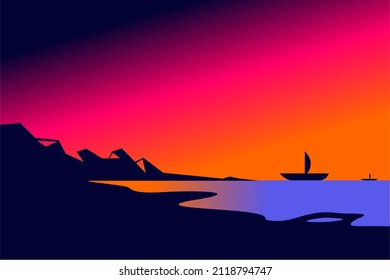 beach skyline vector background stock illustration