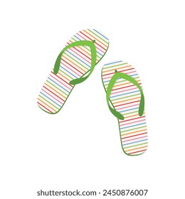 Beach slates. Colored beach flip-flops. Summer beach shoes. Light shoes. Vector illustration isolated on a white background