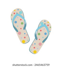 Beach slates. Colored beach flip-flops. Summer beach shoes. Light shoes. Vector illustration isolated on a white background