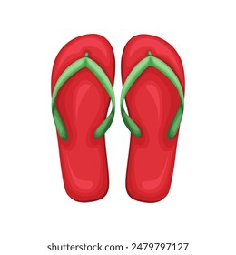 Beach slates. Colored beach flip-flops. Summer beach shoes. Light shoes. Vector illustration isolated on a white background