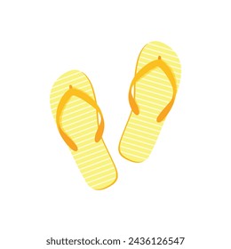 Beach slates. Yellow beach flip-flops. Summer beach shoes. Light shoes. Vector illustration isolated on a white background