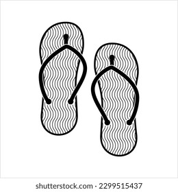 Beach Slipper, Footwear, Sauna, Spa, Slipper Icon Vector Art Illustration