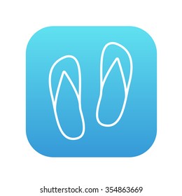 Beach slipper line icon for web, mobile and infographics. Vector white icon on the blue gradient square with rounded corners isolated on white background.