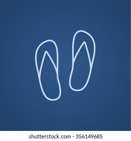 Beach slipper line icon for web, mobile and infographics. Vector light blue icon isolated on blue background.