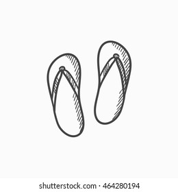 Beach slipper vector sketch icon isolated on background. Hand drawn Beach slipper icon. Beach slipper sketch icon for infographic, website or app.