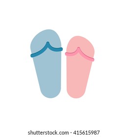 beach Slippers color web icon illustration for mobile apps flat design cute baby picture on white background