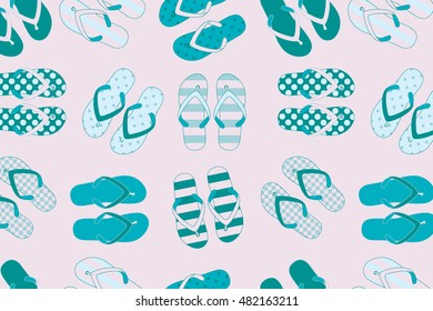 beach slippers colorful  background. Vector illustration for your graphic design. Great for textile print.