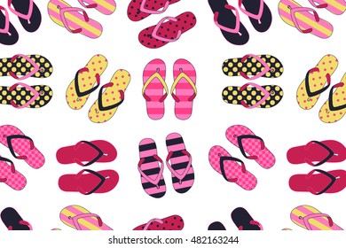 beach slippers colorful  background. Vector illustration for your graphic design. Great for textile print.