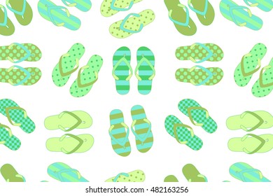 beach slippers colorful  background. Vector illustration for your graphic design. Great for textile print.