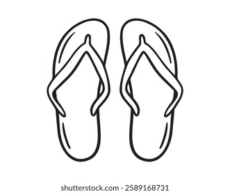 beach slippers doodle hand drawn icon. Outline drawing beach slippers line clipart symbol. Vector illustration