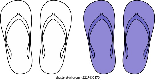 zapatillas de playa de verano. Ilustración vectorial.
