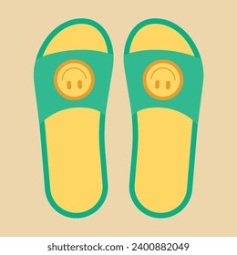 Beach slippers flat vector illustration