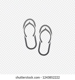 Beach slippers. Flip flops icon. On grid background