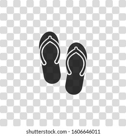 Beach slippers. Flip flops icon. Black symbol on transparency grid