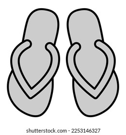 Beach slippers, flip flops - icon, illustration on white background, grey style
