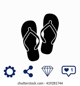 Beach slippers icon. 