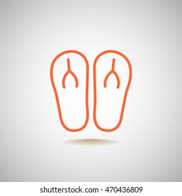 Beach slippers icon flat.