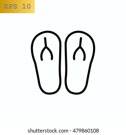Beach slippers icon flat.