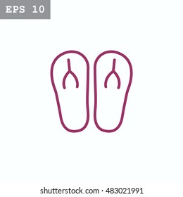 Beach slippers icon flat.