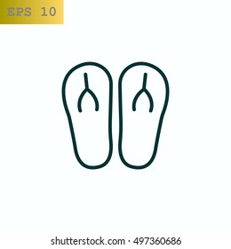 Beach slippers icon flat.