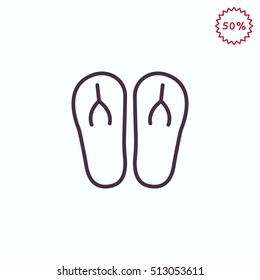 Beach slippers icon flat.