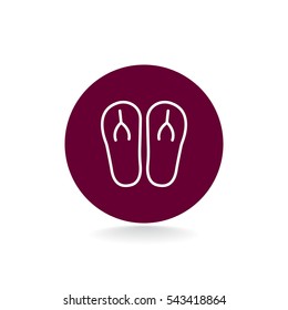 Beach slippers icon flat.