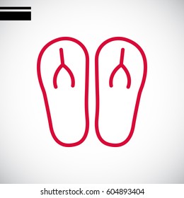 Beach slippers icon flat.