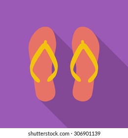Beach slippers icon. Flat vector related icon with long shadow for web and mobile applications. It can be used as - logo, pictogram, icon, infographic element. Vector Illustration.